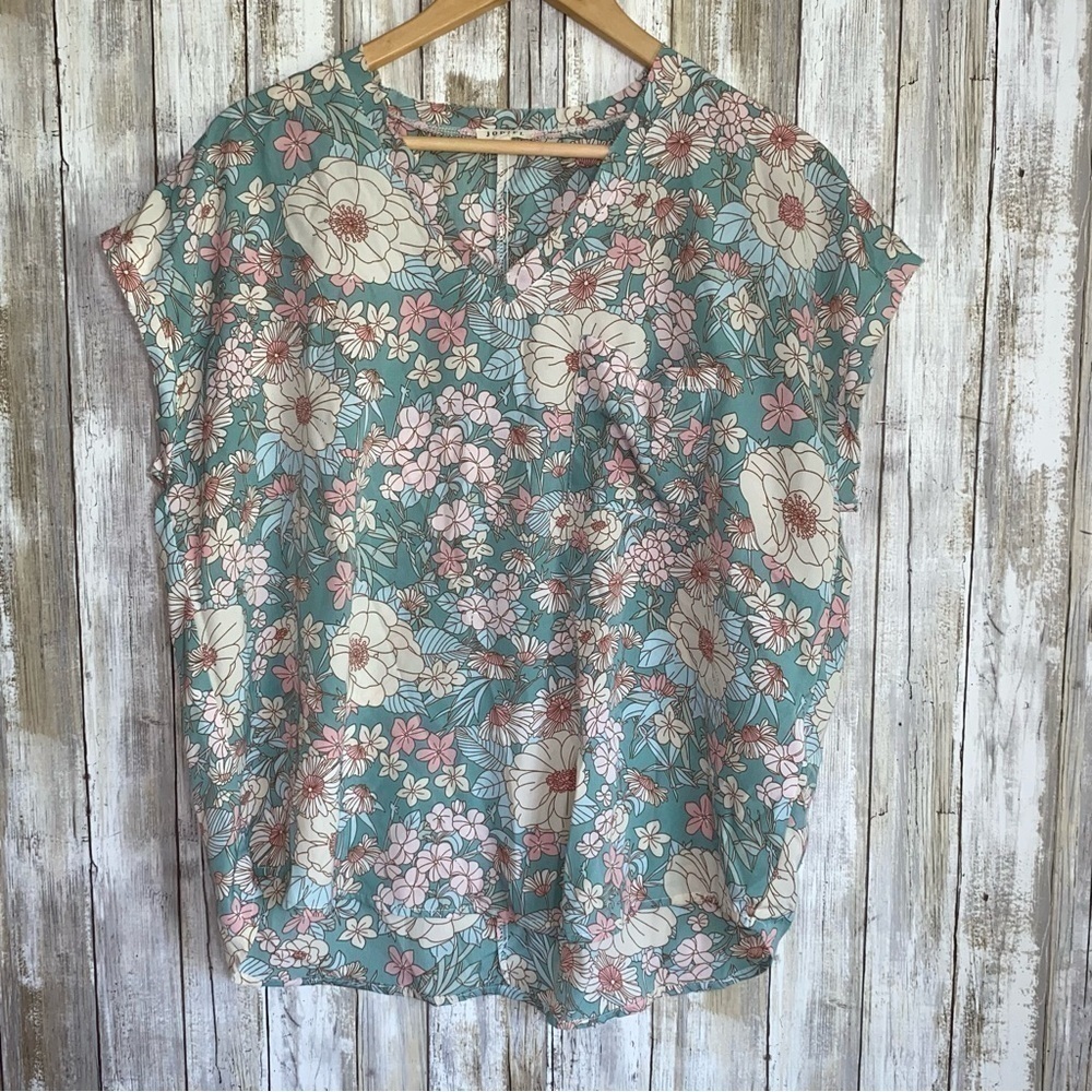 Jodifl Vintage Floral Raw Hem Oversized Blouse